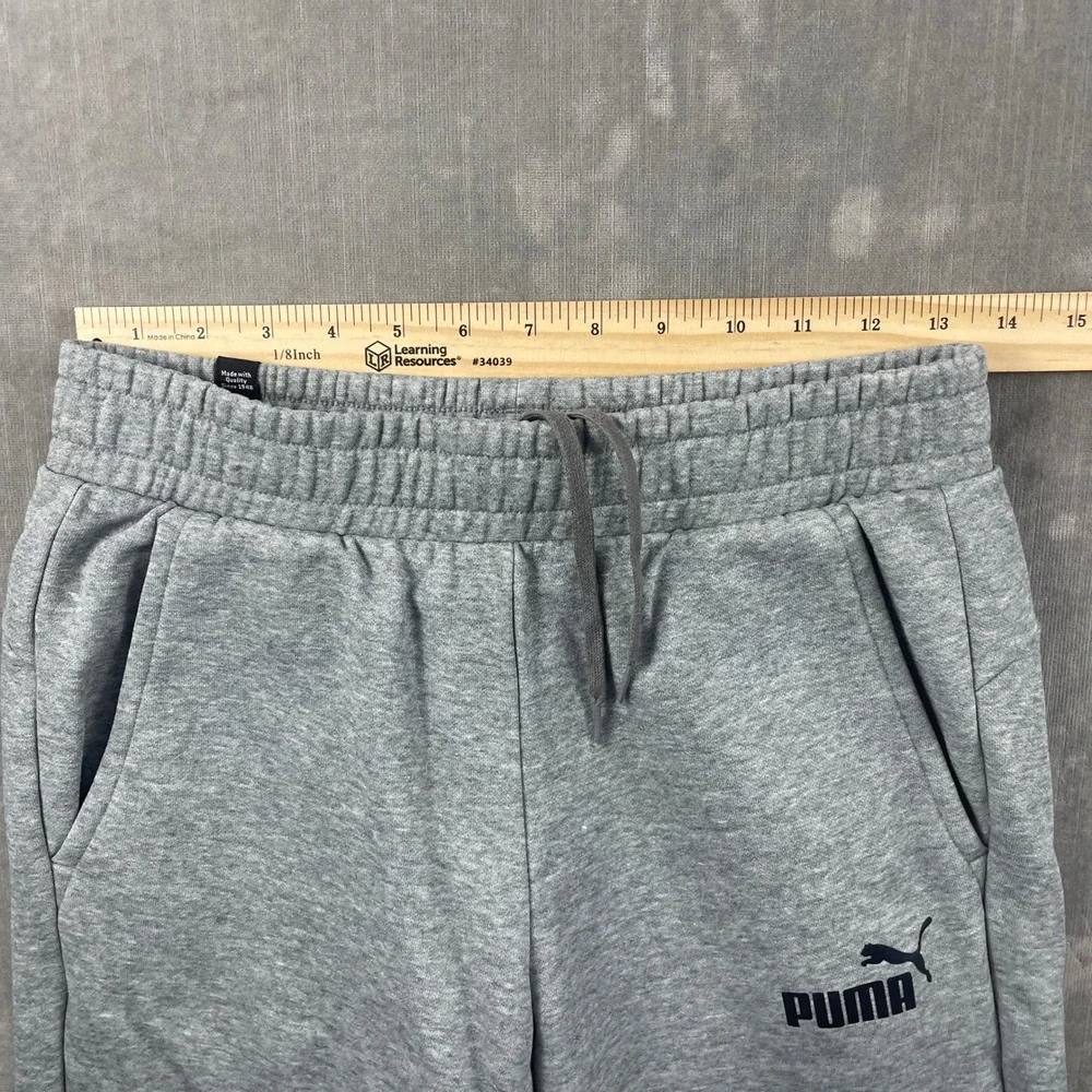 Puma Kids Small Gray Sweatpants Athletic Fleece Joggers Pockets